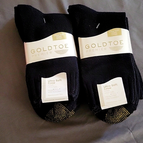 Black soft gold toe pk of 3 pairs socks.... 15 for both packs - Picture 1 of 8